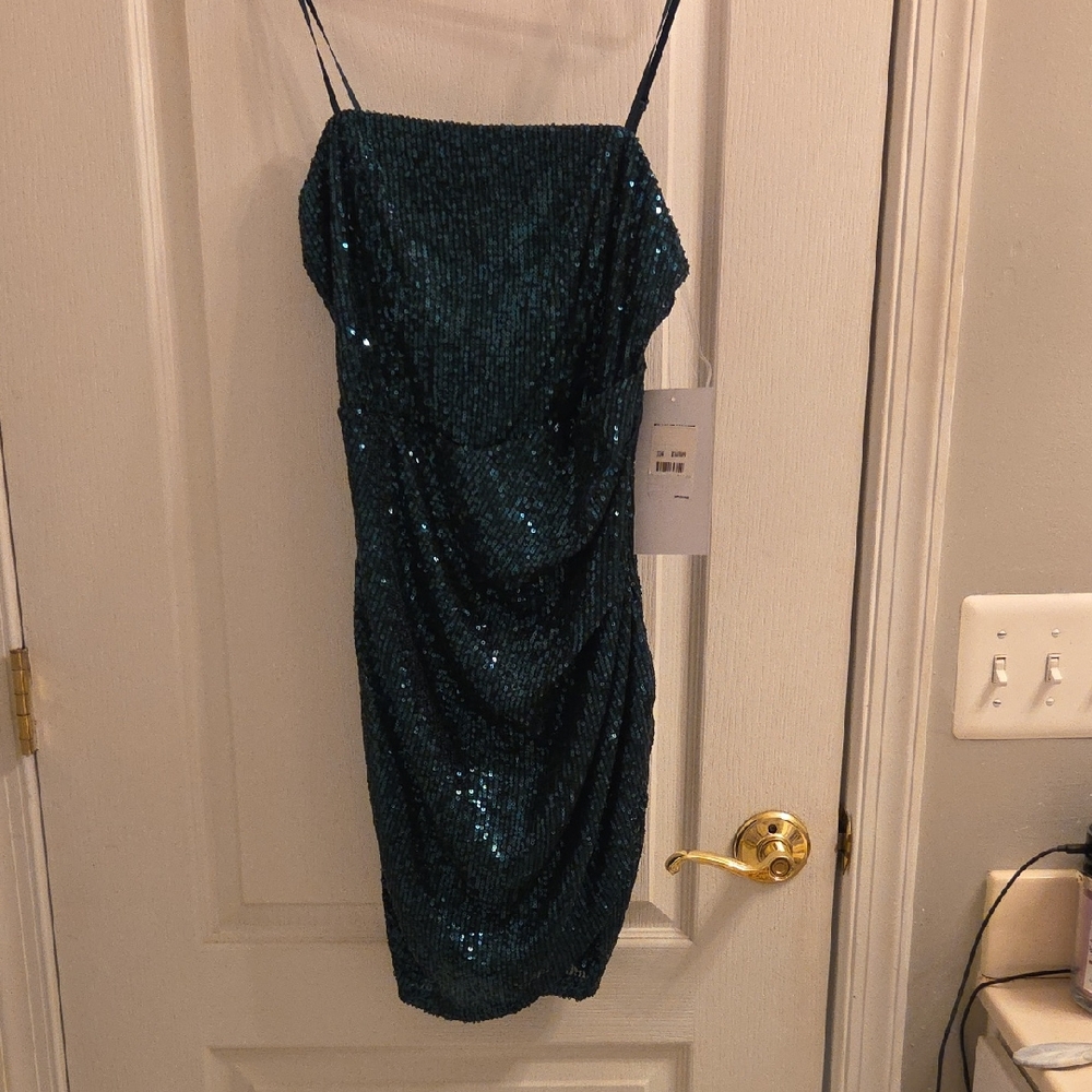 Honey and Rosie Teal Sequin Mini Dress